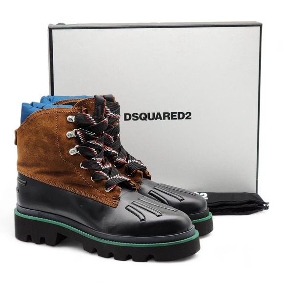 Dsquared2 Rubber and Leather Hiking Duck Boots Black 44 11US $1220